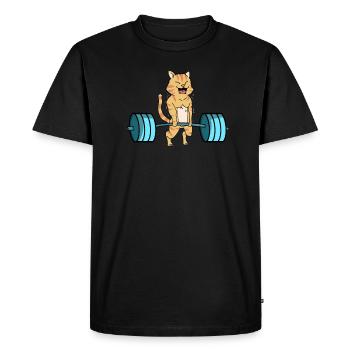 Cats weight lifting dumbbell bodybuilding gift - Men's Premium Organic T-Shirt - black - Front - Nico (187cm)