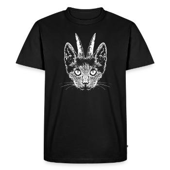 Chat avec des cornes - T-shirt Premium bio Homme - noir - Devant - Nico (187cm)