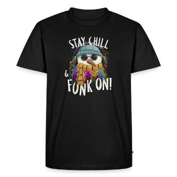 Stay Chill & Funk On! Groovy DJ Snowman - Men's Premium Organic T-Shirt - black - Front - Nico (187cm)