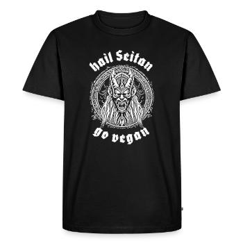 HAIL SEITAN - devenez végétalien - T-shirt Premium bio Homme - noir - Devant - Nico (187cm)