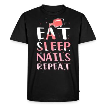 Manucure Salon de manucure Manger Dormir Ongles Répéter - T-shirt Premium bio Homme - noir - Devant - Nico (187cm)