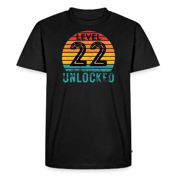 22 ans - 22e anniversaire Niveau 22 Conception complète - T-shirt Premium bio Homme - noir - Devant - Nico (187cm)