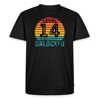 14 years - 14th birthday Level 14 Complete Design - Men's Premium Organic T-Shirt - black - Front - Nico (187cm)