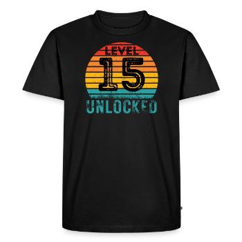 15 ans - 15e anniversaire Niveau 15 Conception complète - T-shirt Premium bio Homme - noir - Devant - Nico (187cm)