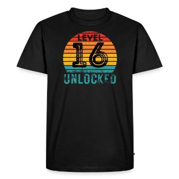 16 years - 16th birthday Level 16 Complete Design - Men's Premium Organic T-Shirt - black - Front - Nico (187cm)