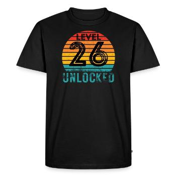 26 ans - 26e anniversaire Niveau 26 Conception complète - T-shirt Premium bio Homme - noir - Devant - Nico (187cm)