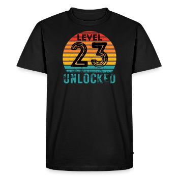 23 ans - 23e anniversaire Niveau 23 Conception complète - T-shirt Premium bio Homme - noir - Devant - Nico (187cm)