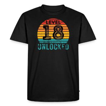 18 ans - 18e anniversaire Niveau 18 Design complet - T-shirt Premium bio Homme - noir - Devant - Nico (187cm)