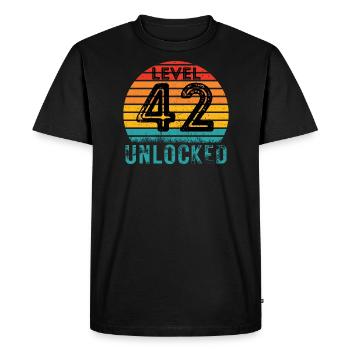 42 ans - 42e anniversaire Niveau 42 Conception complète - T-shirt Premium bio Homme - noir - Devant - Nico (187cm)
