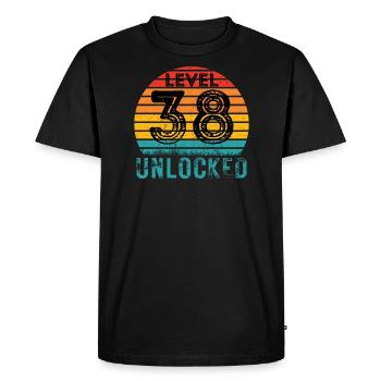 38 ans - 38e anniversaire Niveau 38 Conception complète - T-shirt Premium bio Homme - noir - Devant - Nico (187cm)