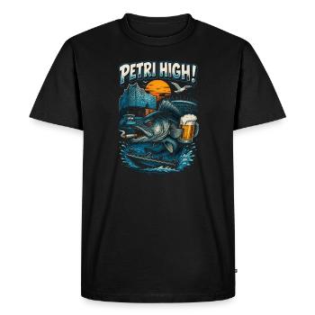 Petri High! Fishing in Hamburg! - Men's Premium Organic T-Shirt - black - Front - Nico (187cm)
