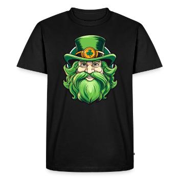 Leprechaun de la Saint-Patrick avec chapeau haut de forme - T-shirt Premium bio Homme - noir - Devant - Nico (187cm)