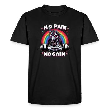 Pas de douleur, pas de gain Gym Licorne Bro - T-shirt Premium bio Homme - noir - Devant - Nico (187cm)