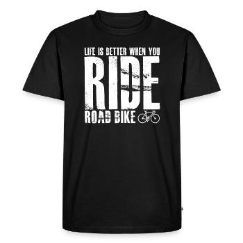 Roulez en vélo de route - T-shirt Premium bio Homme - noir - Devant - Nico (187cm)