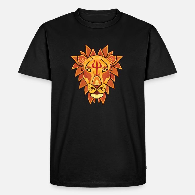 Löwe - Männer Premium Bio T-Shirt - Schwarz
