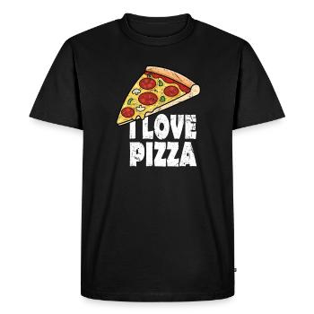 I Love Pizza avec effet grunge - T-shirt Premium bio Homme - noir - Devant - Nico (187cm)