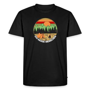 Ich hasse Menschen - Männer Premium Bio T-Shirt - Schwarz - Vorne - Nico (187cm)