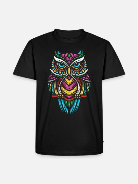 Eule - Männer Premium Bio T-Shirt - Schwarz