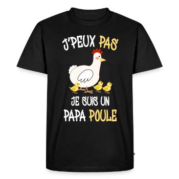 Papa Poule De 3 Poussins Humour Père et Enfants - T-shirt Premium bio Homme - noir - Devant - Nico (187cm)