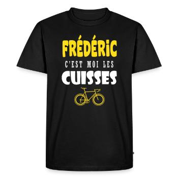Frédéric vélo c est moi les cuisses humour velo - T-shirt Premium bio Homme - noir - Devant - Nico (187cm)