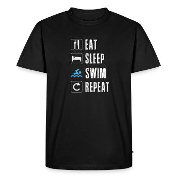 Eat Sleep Swim Repeat Swimming Swimmer - Men's Premium Organic T-Shirt - black - Front - Nico (187cm)