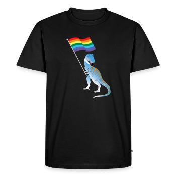 Dinosaur Gay Pride Flag LBGTQ Gay Lesbian TRex - Men's Premium Organic T-Shirt - black - Front - Nico (187cm)