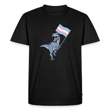 Trans Dinosaur Pride Flag LBGT+ Gay Lesbian TRex - Men's Premium Organic T-Shirt - black - Front - Nico (187cm)