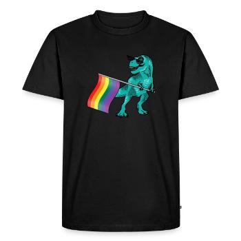 Dinosaur Pride Flag LGBT TRex Gay Lesbian Trans - Men's Premium Organic T-Shirt - black - Front - Nico (187cm)