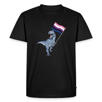 Drapeau Genderfluid Dinosaure LGBTQIA Gender Pride - T-shirt Premium bio Homme - noir - Devant - Nico (187cm)