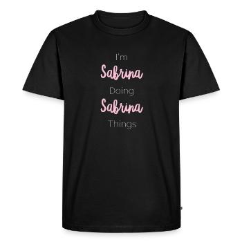 Sabrina Nom personnalisé Cadeau Femme Fille Rose - T-shirt Premium bio Homme - noir - Devant - Nico (187cm)