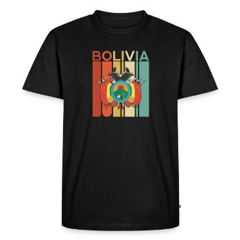 Bolivie Alpaga La Paz Cochabamba Drapeau Bolivien - T-shirt Premium bio Homme - noir - Devant - Nico (187cm)