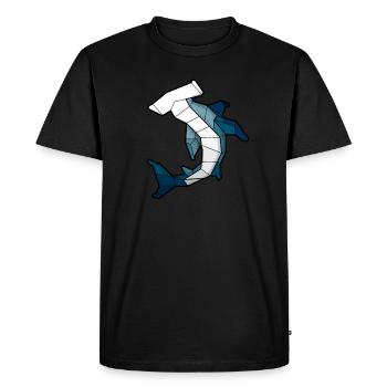 Requin-marteau géométrique - T-shirt Premium bio Homme - noir - Devant - Nico (187cm)