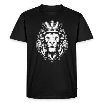 Roi Tête de Lion - T-shirt Premium bio Homme - noir - Devant - Nico (187cm)