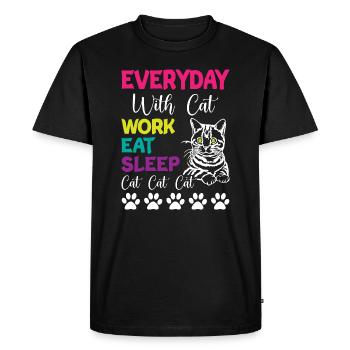 Tous les jours, c’est Chats Travail Manger Dormir Chat Chat Chat - T-shirt Premium bio Homme - noir - Devant - Nico (187cm)