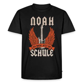 Schoolchild Noah I'm rocking the first day of school now - Men's Premium Organic T-Shirt - black - Front - Nico (187cm)