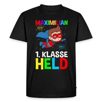 Héros de 1ère année de l’écolier Maximilian - T-shirt Premium bio Homme - noir - Devant - Nico (187cm)