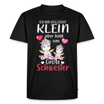 Je suis petite mais bientôt une grande sœur - T-shirt Premium bio Homme - noir - Devant - Nico (187cm)