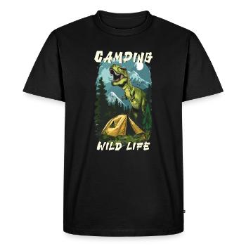 Dino Trex Dinosaur Camping Wild Life Holidays - Men's Premium Organic T-Shirt - black - Front - Nico (187cm)