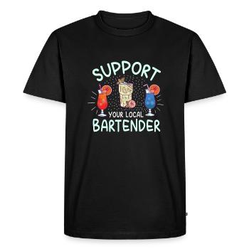 SOUTENEZ VOTRE BARMAN LOCAL Bar Barkeeper - T-shirt Premium bio Homme - noir - Devant - Nico (187cm)