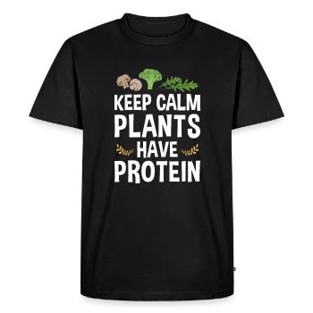 Plants Have Protein | Vegan vegetarian plants - Men's Premium Organic T-Shirt - black - Front - Nico (187cm)