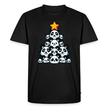 Panda de Noël - Ambiance festive avec l’ours panda - T-shirt Premium bio Homme - noir - Devant - Nico (187cm)