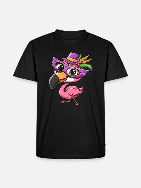 Mardi Gras Comic Flamingo - Men's Premium Organic T-Shirt - black