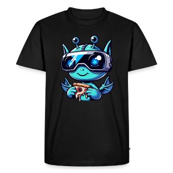 Alien Sci-Fi VR Pizza Party, Alien Amusement - T-shirt Premium bio Homme - noir - Devant - Nico (187cm)