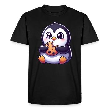 Penguin Cookie Biscuit Dessert sucré - T-shirt Premium bio Homme - noir - Devant - Nico (187cm)