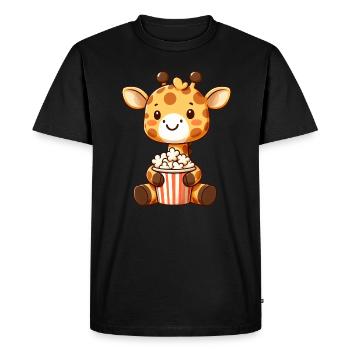 Drôle Girafe Popcorn Film Film Films Films - T-shirt Premium bio Homme - noir - Devant - Nico (187cm)