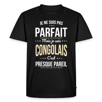 Je ne suis pas parfait mais je suis Congolais - T-shirt Premium bio Homme - noir - Devant - Nico (187cm)