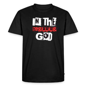 Am Anfang Gott - Männer Premium Bio T-Shirt - Schwarz - Vorne - Nico (187cm)