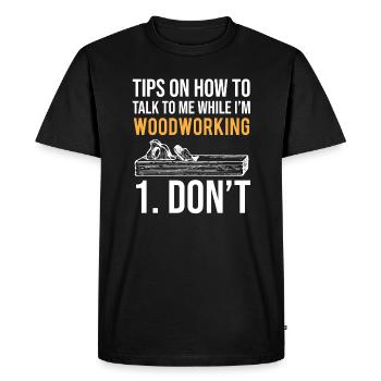Woodworking Tips T-shirt drôle de charpentier - T-shirt Premium bio Homme - noir - Devant - Nico (187cm)