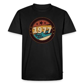 1977 - Männer Premium Bio T-Shirt - Schwarz - Vorne - Nico (187cm)