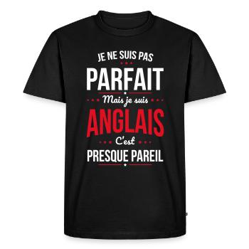 Je ne suis pas parfait mais je suis Anglais - T-shirt Premium bio Homme - noir - Devant - Nico (187cm)
